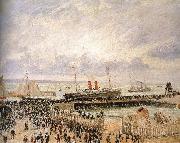 Camille Pissarro Cloudy pier painting